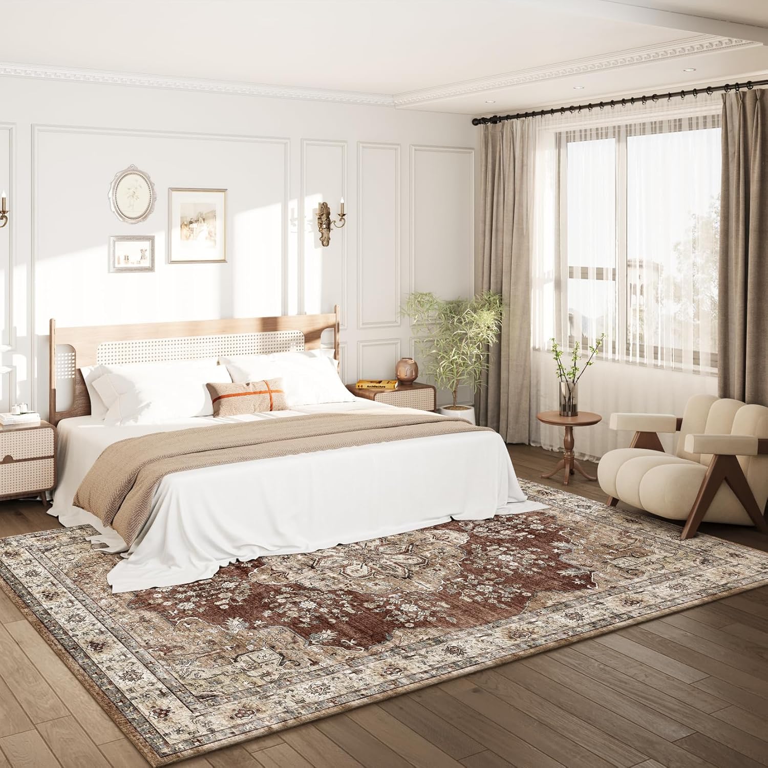 Living Room Stain Resistant Carpet Vintage Rugs with Non Slip Backing