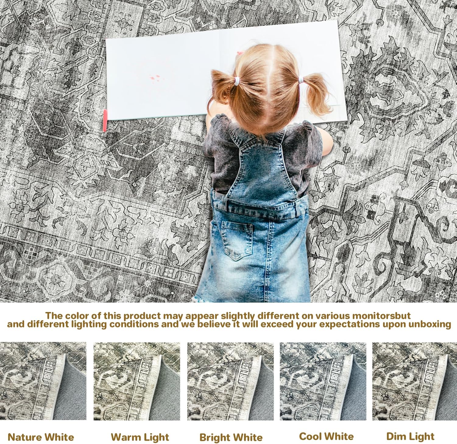 Living Room Stain Resistant Carpet Vintage Rugs with Non Slip Backing