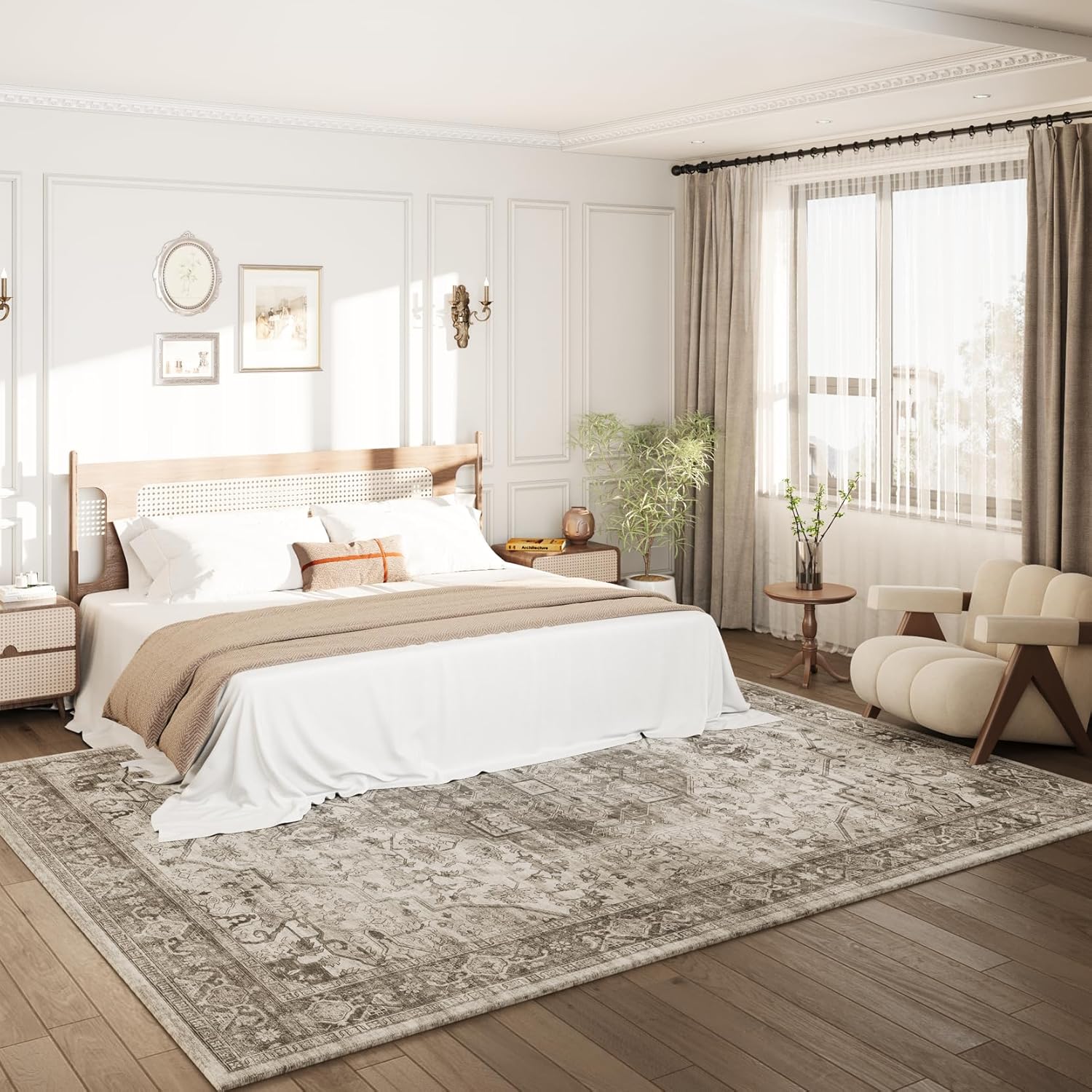 Living Room Stain Resistant Carpet Vintage Rugs with Non Slip Backing