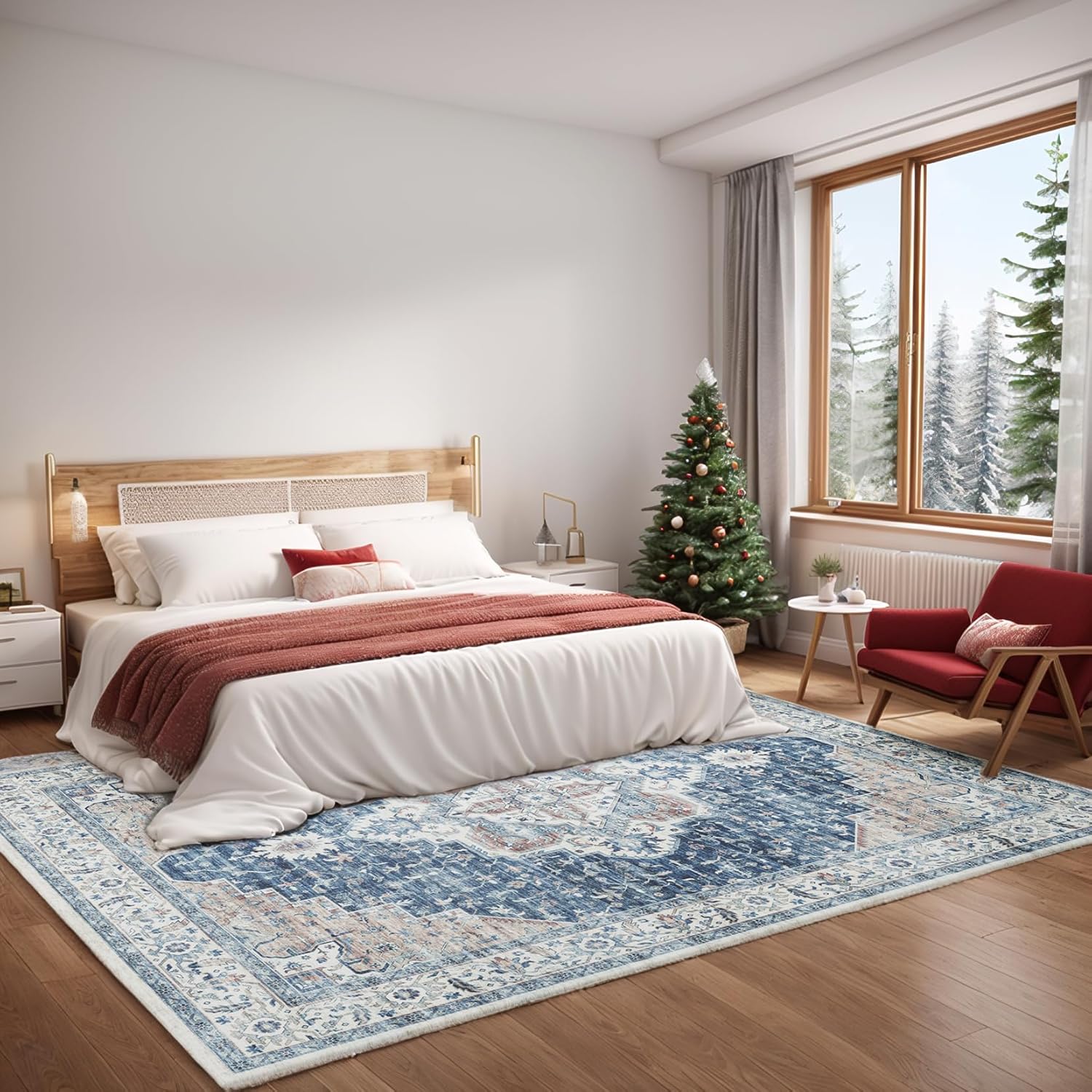 Living Room Stain Resistant Carpet Vintage Rugs with Non Slip Backing