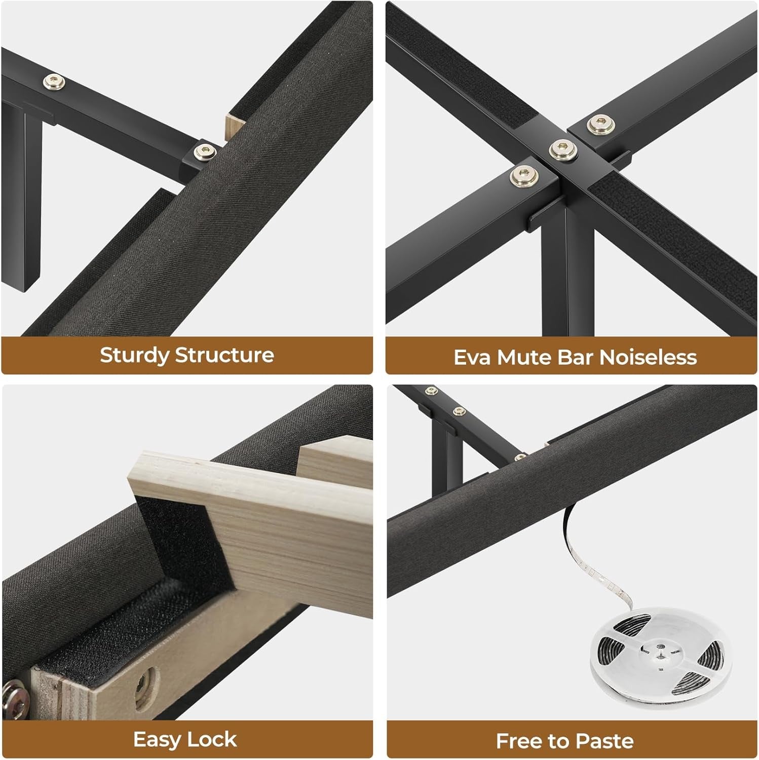 Floating Full Bed Frame with RGB LED Lights and Type-C&USB Ports
