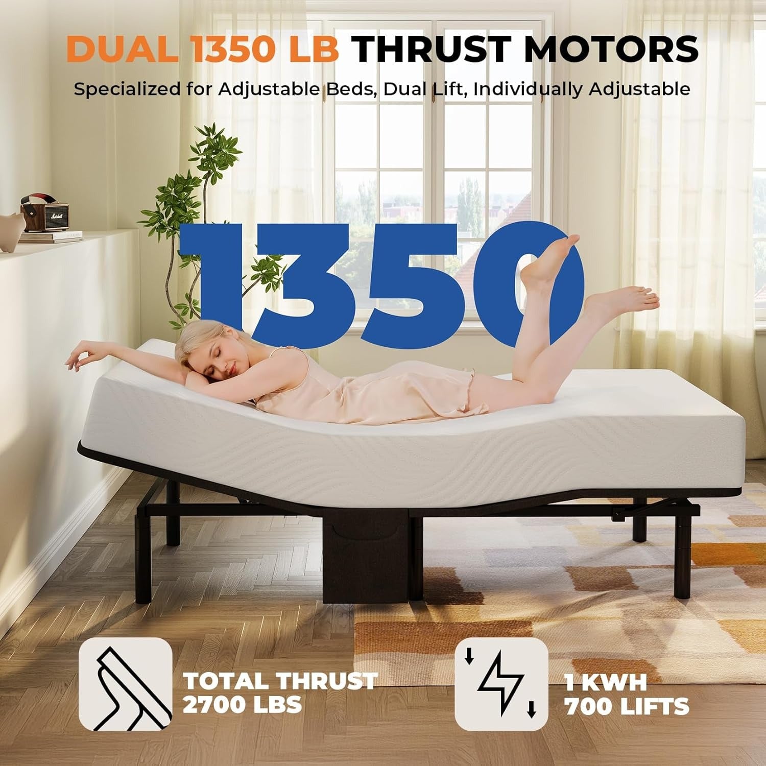 Adjustable Bed Frame Split King with 5 Height Options