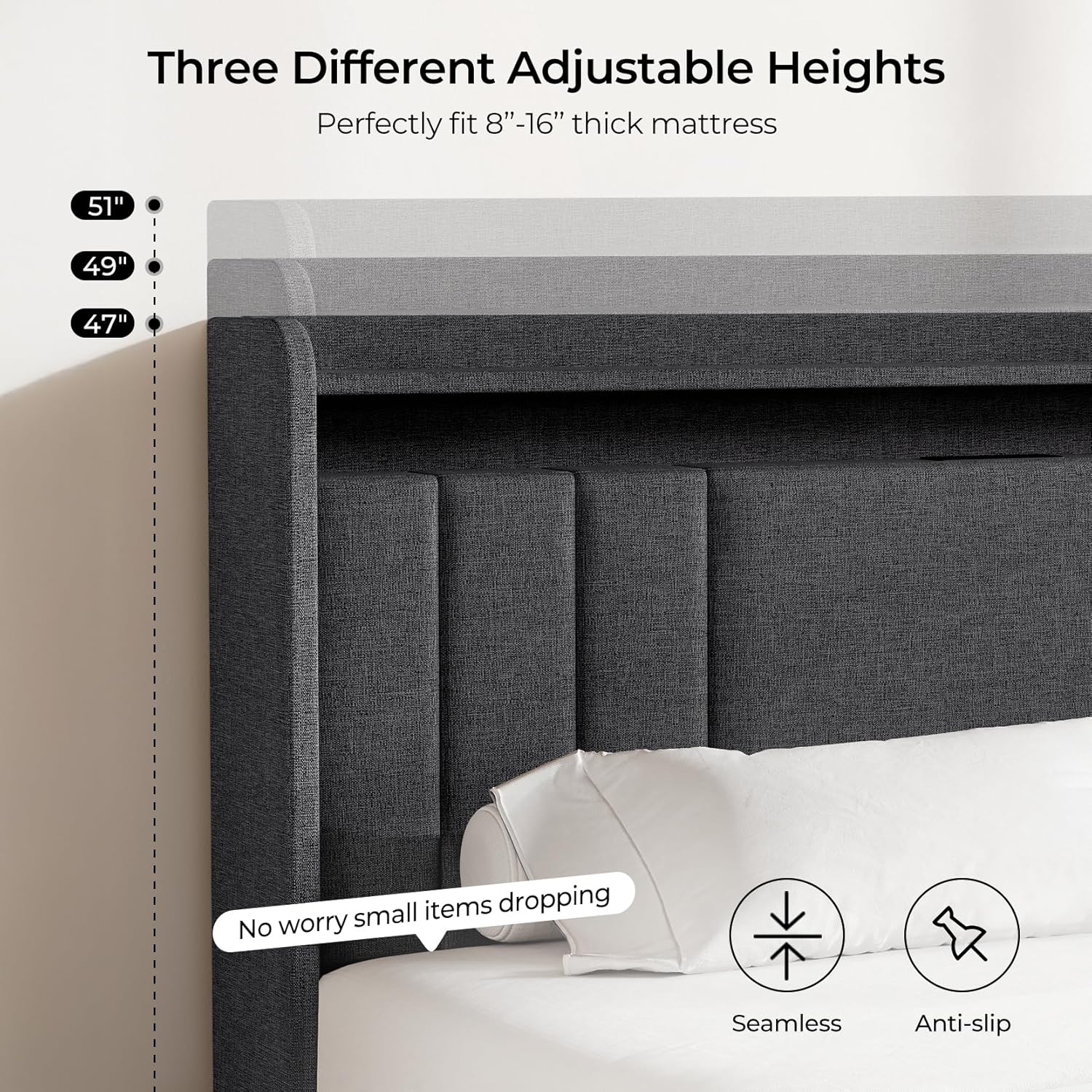 Upholstered Bed Frame with 4 Storage Drawers,wingback Platform Bed Frames with RGB LED & USB Charging