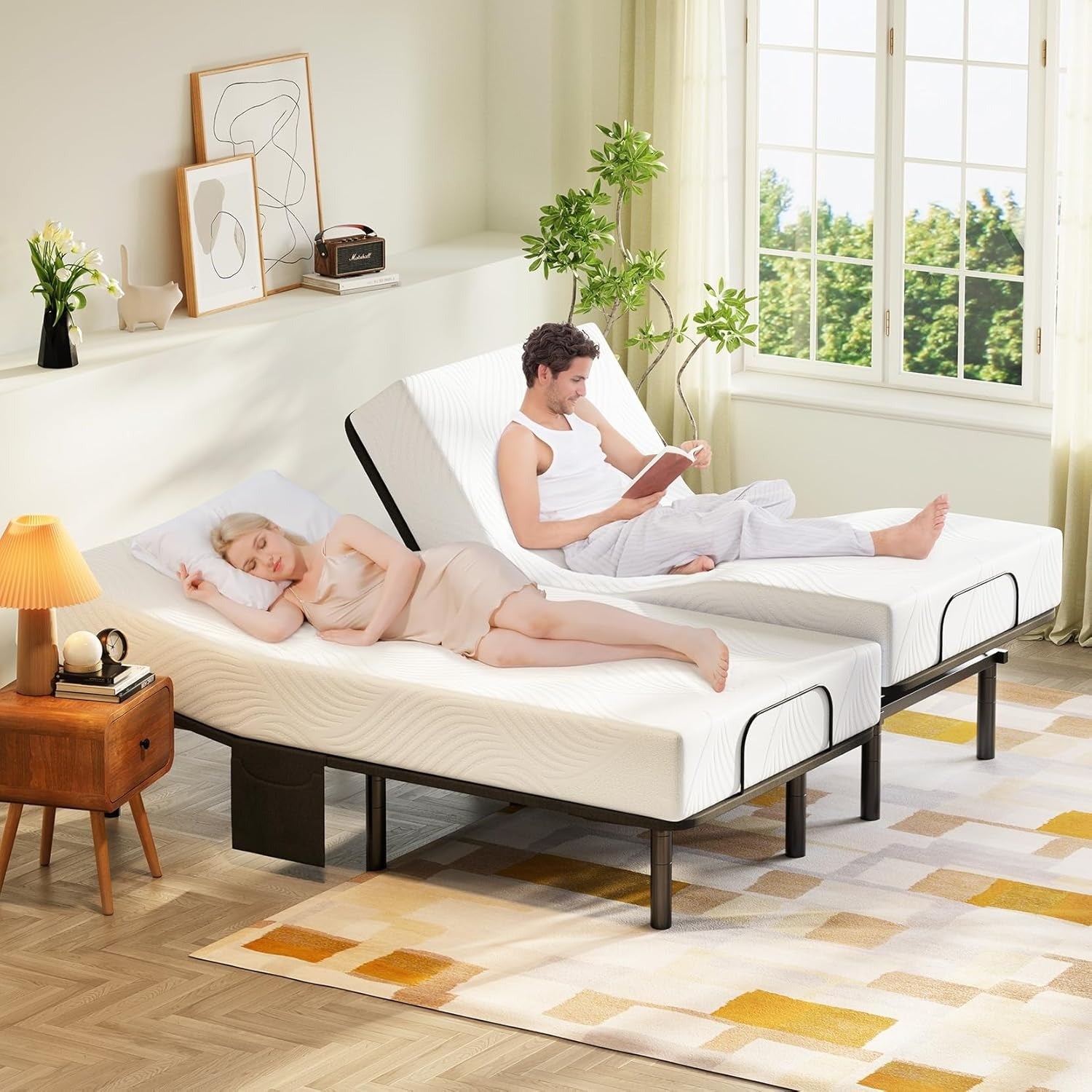 Adjustable Bed Frame Split King with 5 Height Options