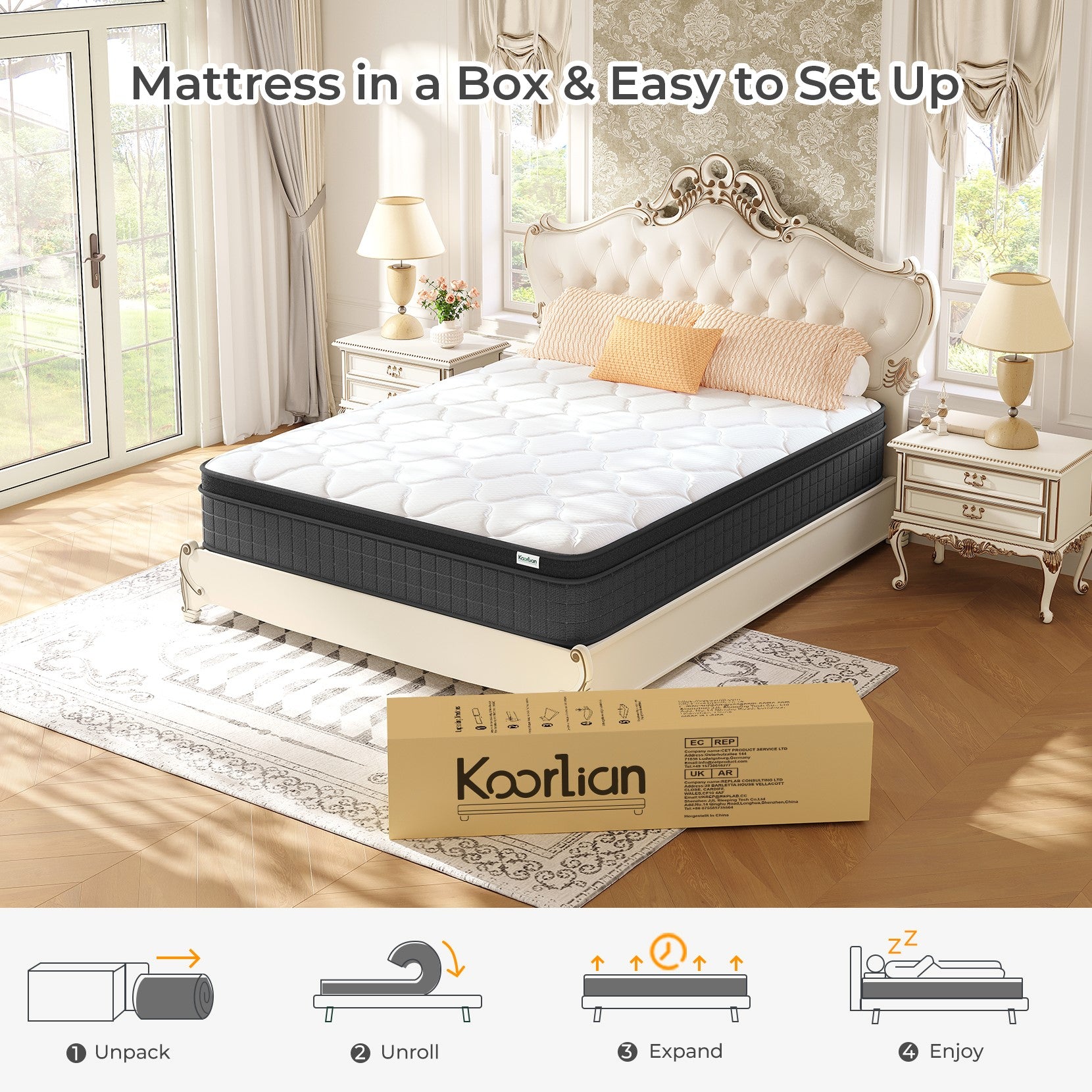 Koorlian 10" Hybrid Pocket Sprung Single Mattress, Medium Firm