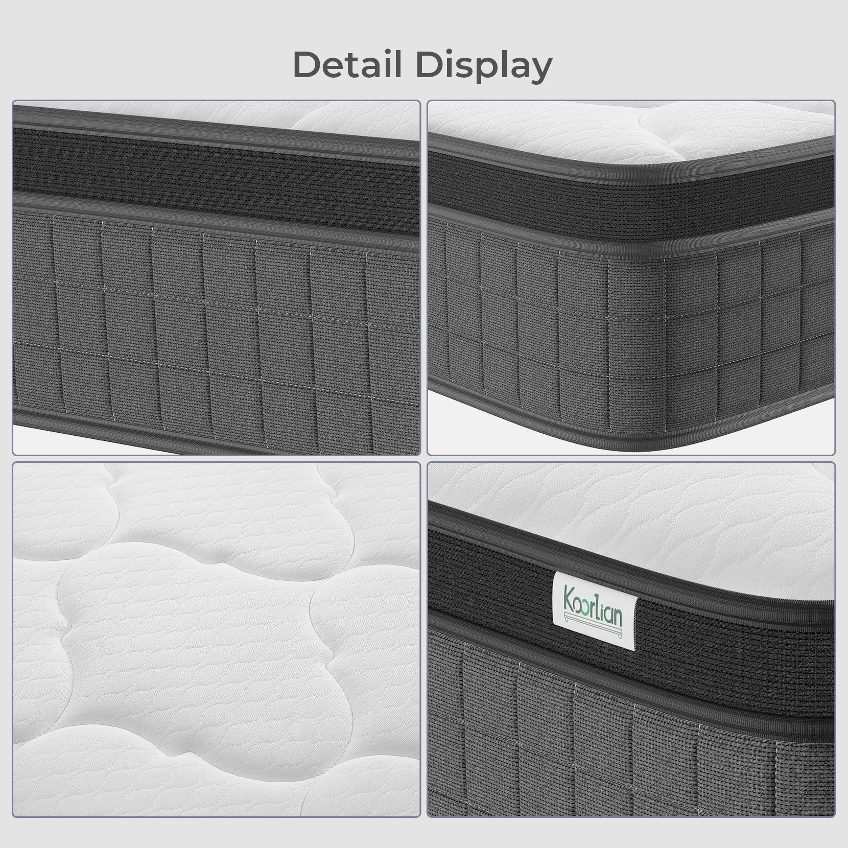 Koorlian 10" Hybrid Pocket Sprung Single Mattress, Medium Firm