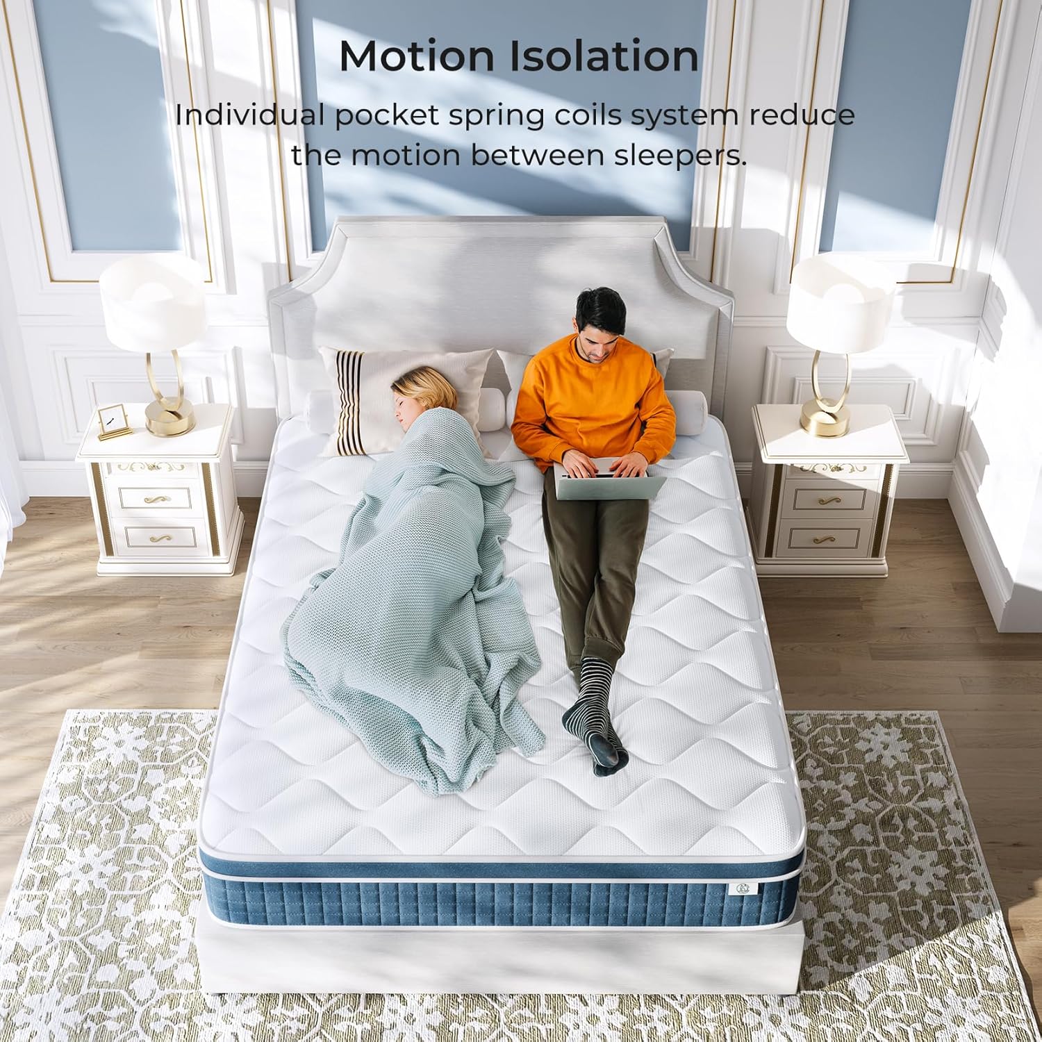 Bed Mattress with Individual Pocket Springs and Pressure-Relieving Memory Foam