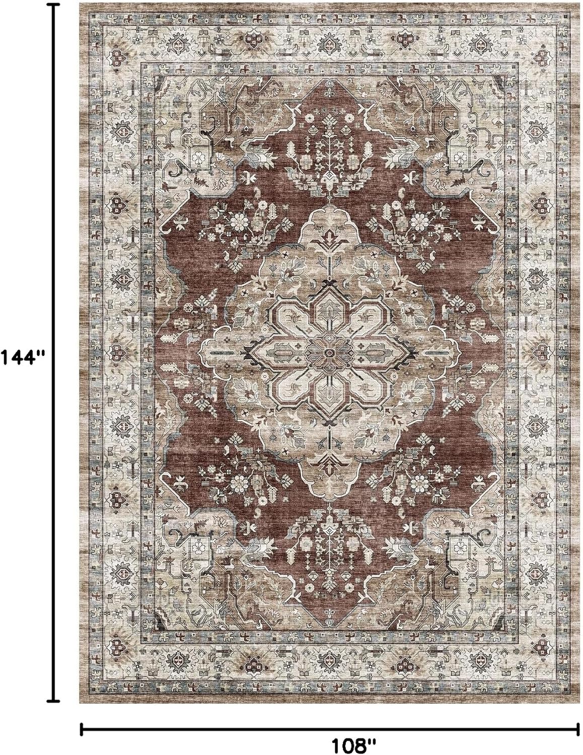 Large 9' x 12' Low Pile Distressed Rug