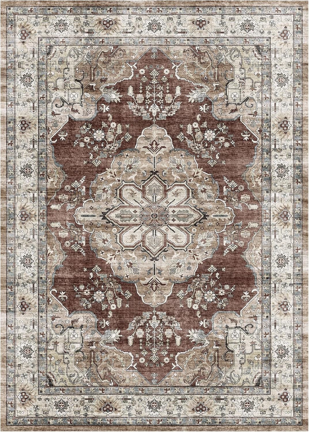 Washable Rugs 4x6 Distressed Vintage Boho Rug