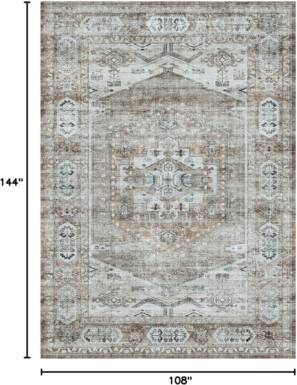 Large 9' x 12' Low Pile Distressed Rug