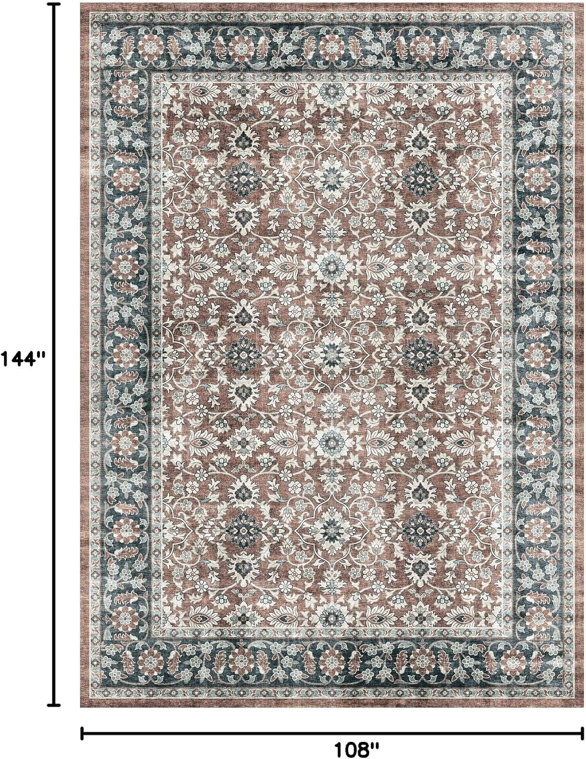 Large 9' x 12' Low Pile Distressed Rug