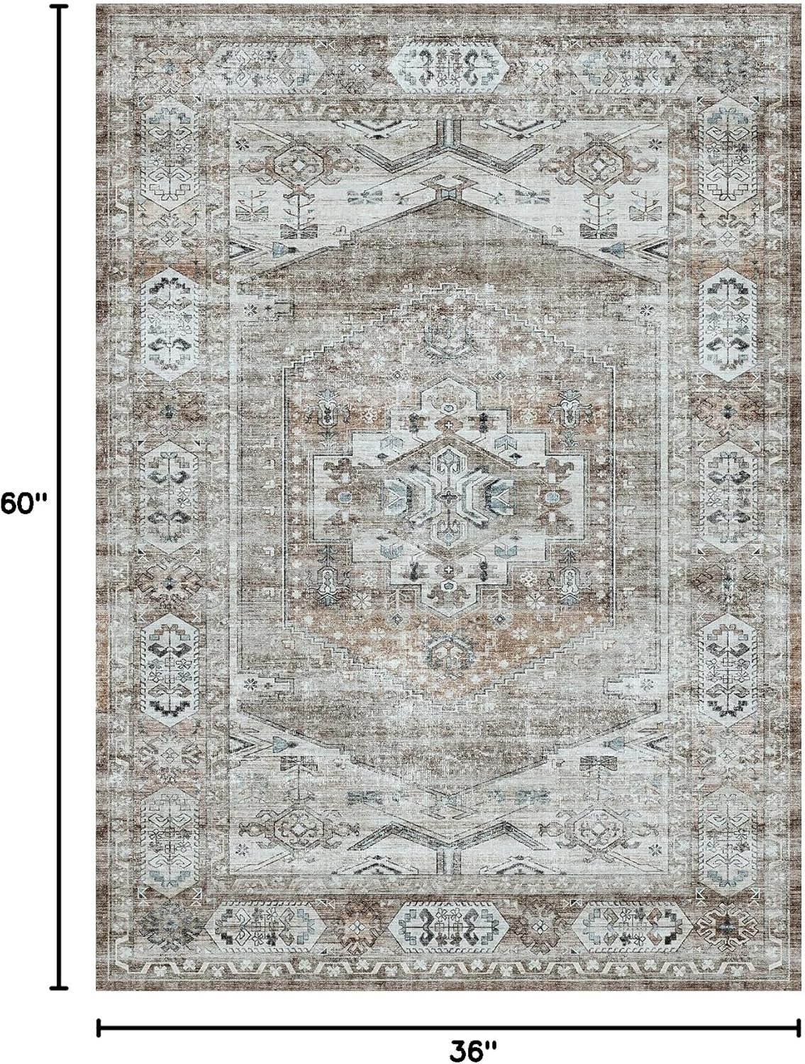 Vintage Area Rug 3x5 for Bedroom