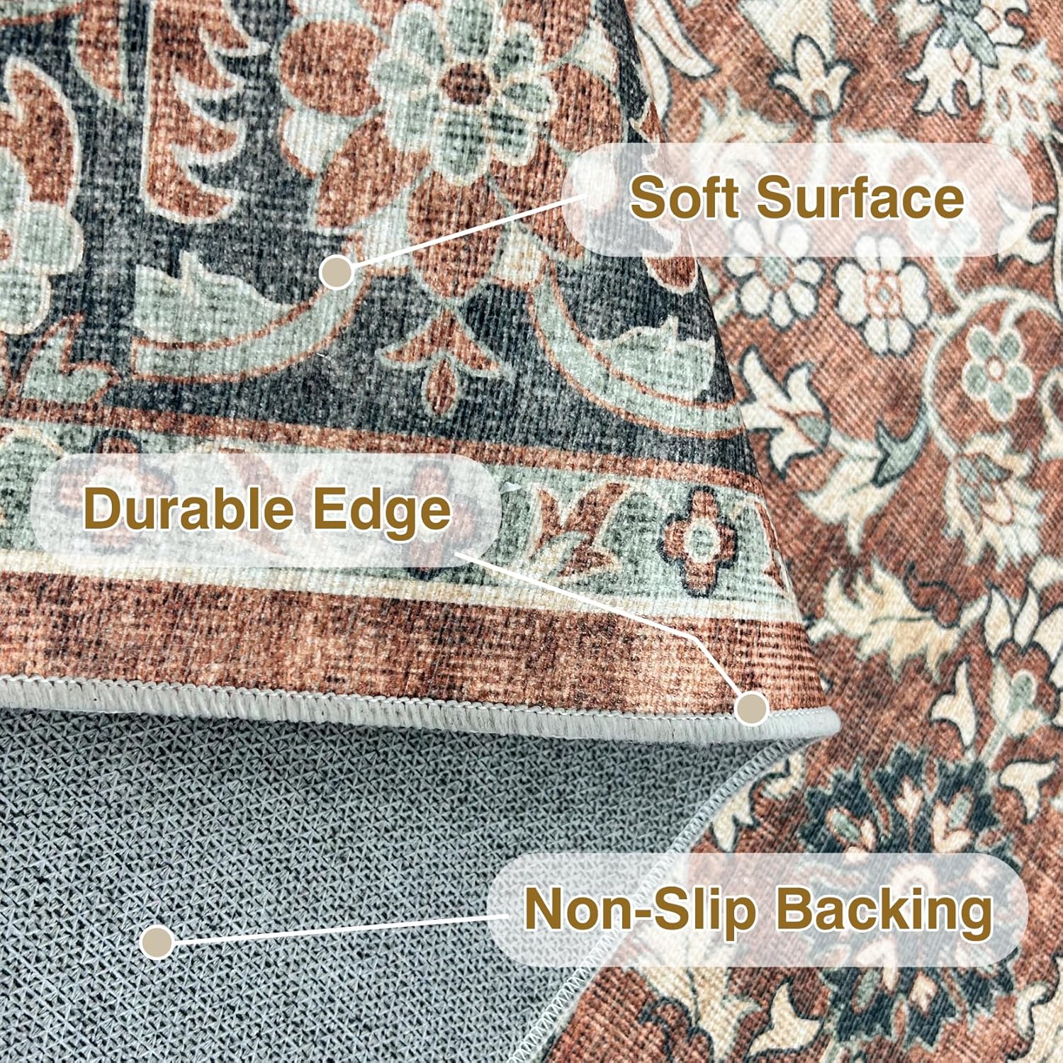 Washable Vintage Area Rug