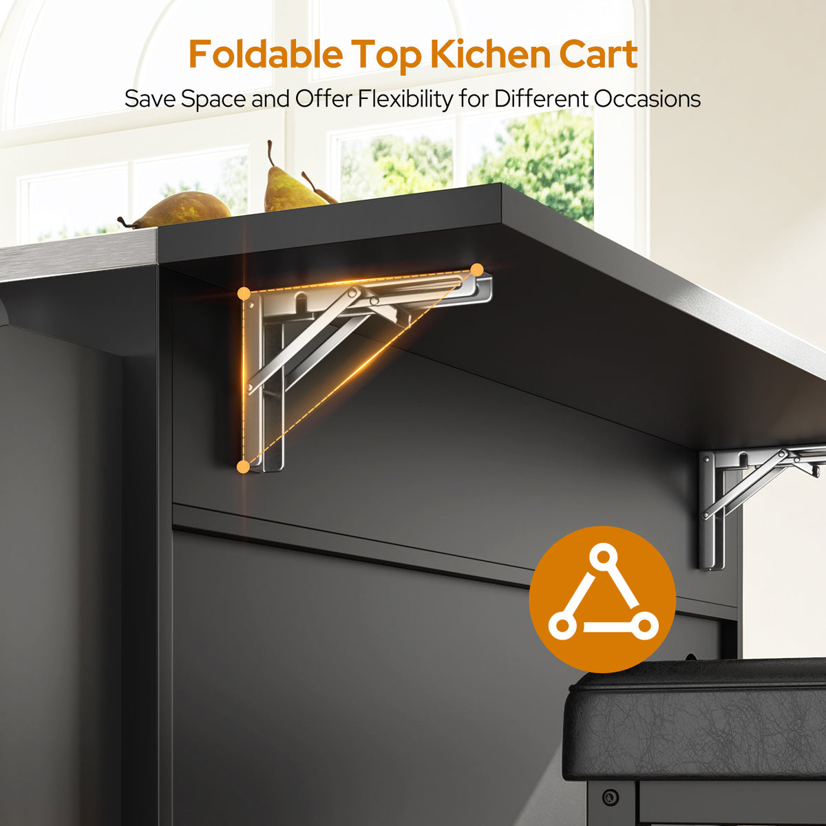 Concho 41" Kitchen Island with Stainless Steel Countertop and Seating