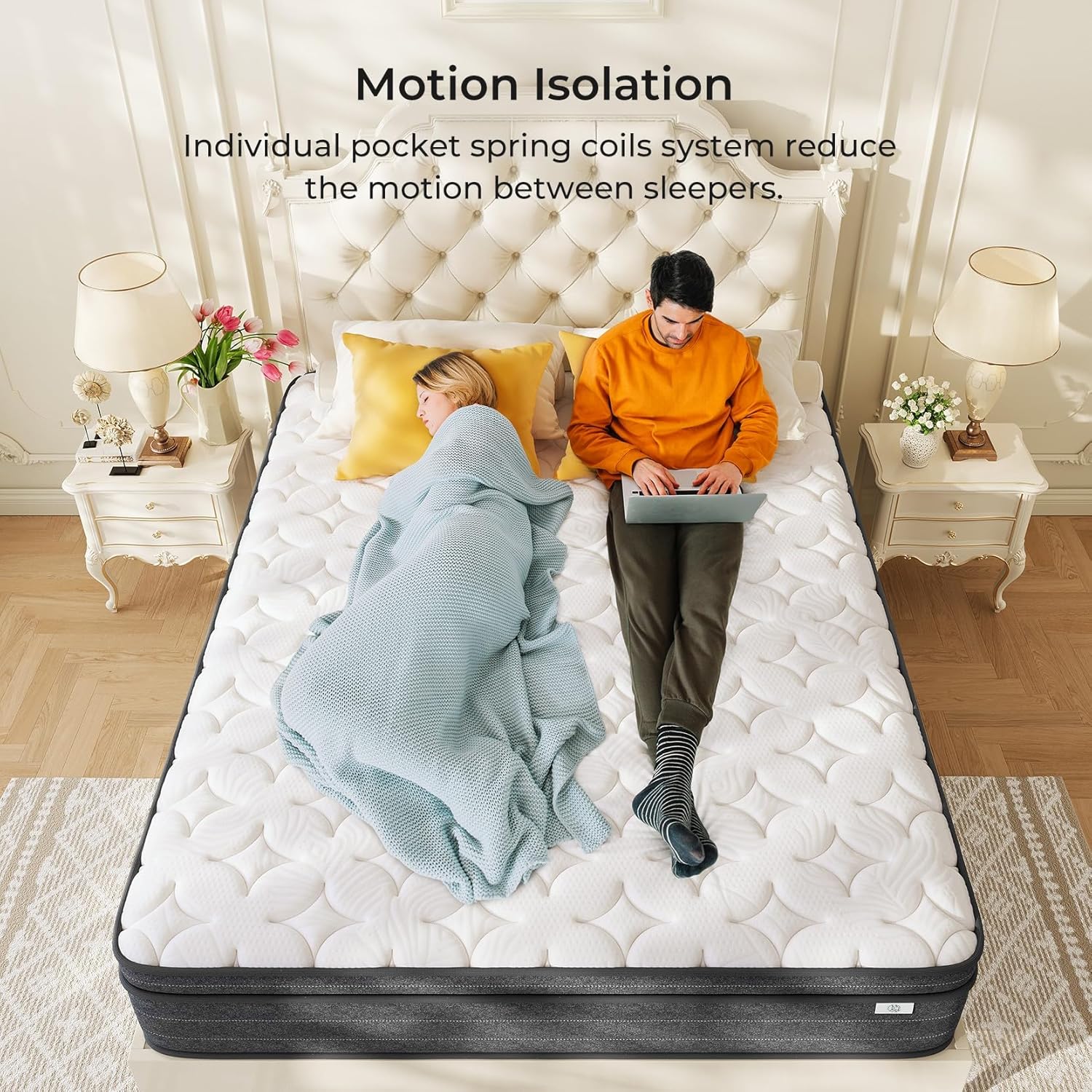 Bed Mattress with Individual Pocket Springs and Pressure-Relieving Memory Foam