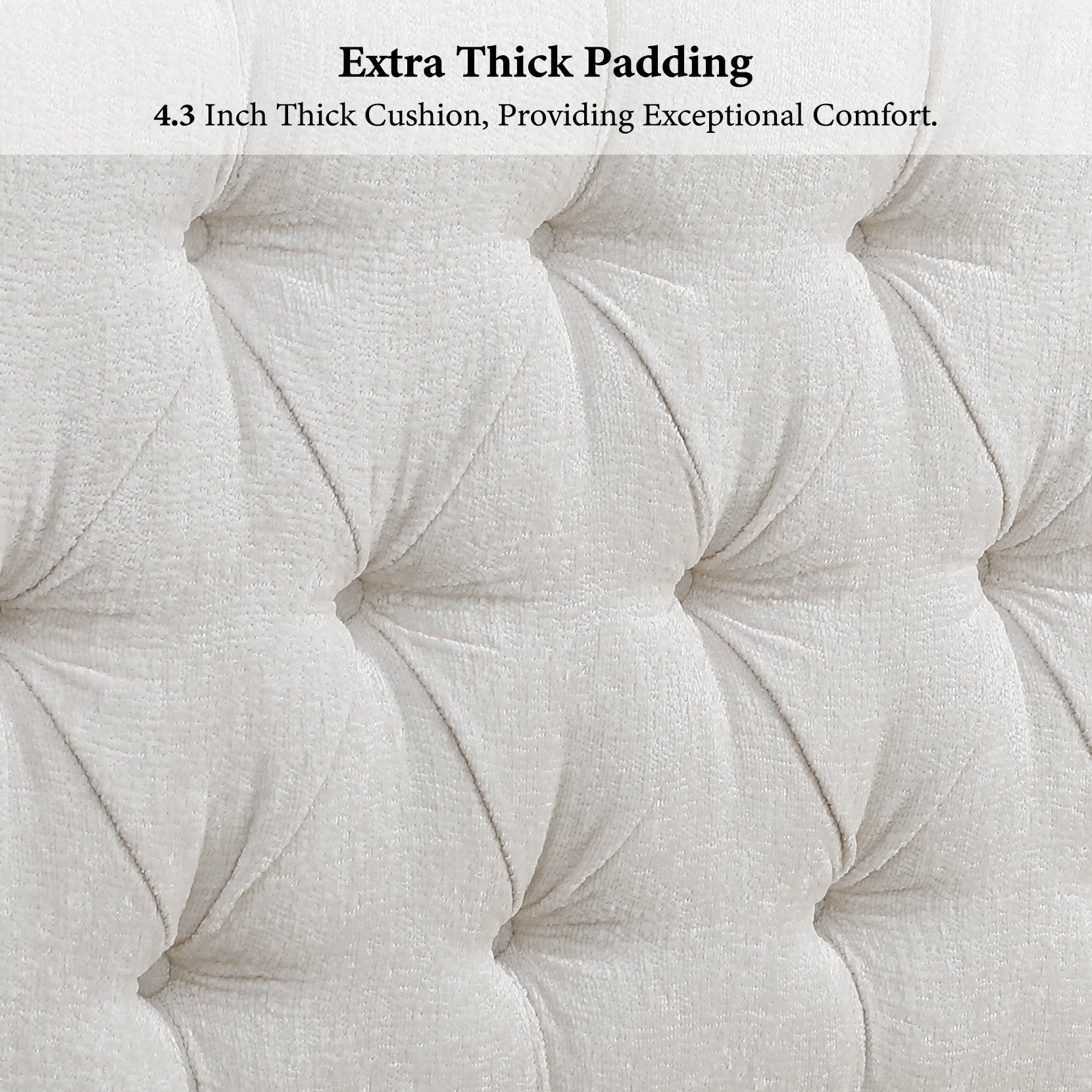 koorlian King Size Platform Bed Frame,Upholstered Sleigh Bed with 51 inch Tall Headboard Footboard,Modern Chenille Bed,Luxury Button Tufted,Sturdy Wood Slats Support,Cream